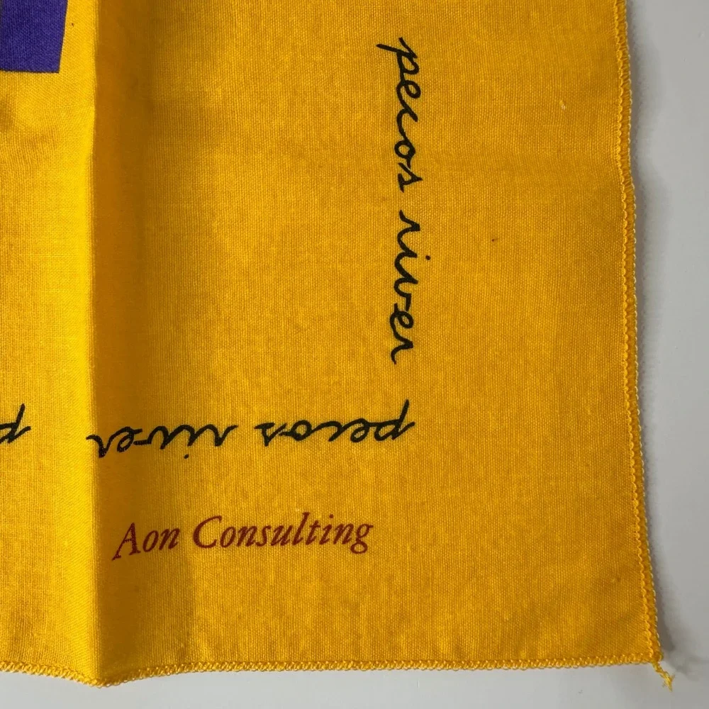 Vtg Pecos River Bandana Scarf Aon Consulting Yellow 20.5